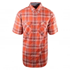 New Arrivals Carhartt Men's Burnt Orange White Plaid Snap-Front S/S Woven Shirt (S09)