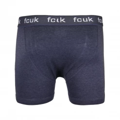 Mens FCUK Men's 3 Pack Navy Blue W/ Navy Blue Strap Boxer Briefs (S09)