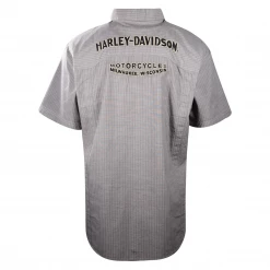 Harley-Davidson Men's Grey Vertical Striped S/S Woven Shirt (S24)