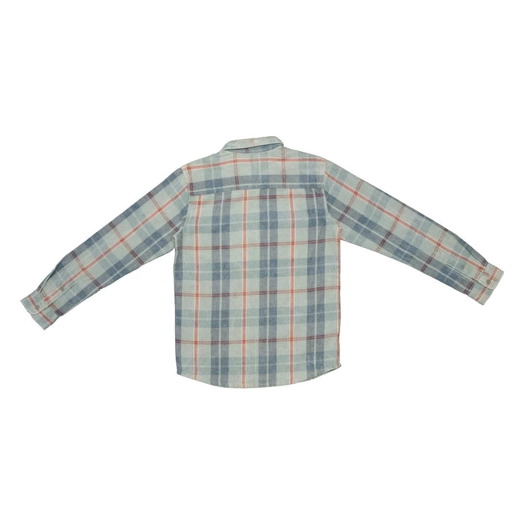 Quik Silver Quiksilver Boy's Pastel Blue Red L/S Flannel Shirt (S03) 4 Quik Silver Quiksilver Boy's Pastel Blue Red L/S Flannel Shirt (S03)
