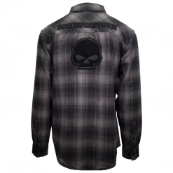 Harley-Davidson Men's Grey Plaid Skull L/S Woven Shirt (S04)