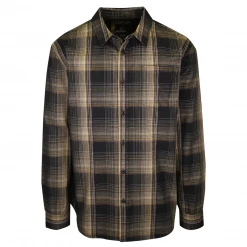 PrAna Men's Black Yellow Burgundy Plaid L/S Woven Shirt (S62)