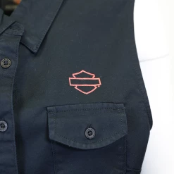 Harley-Davidson Women's Black Red Rose Sleeveless Vest Shirt (S03)