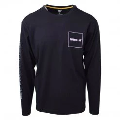 Spotted Clothing Caterpillar Men's Black Box Trademark Banner L/S T-Shirt S03