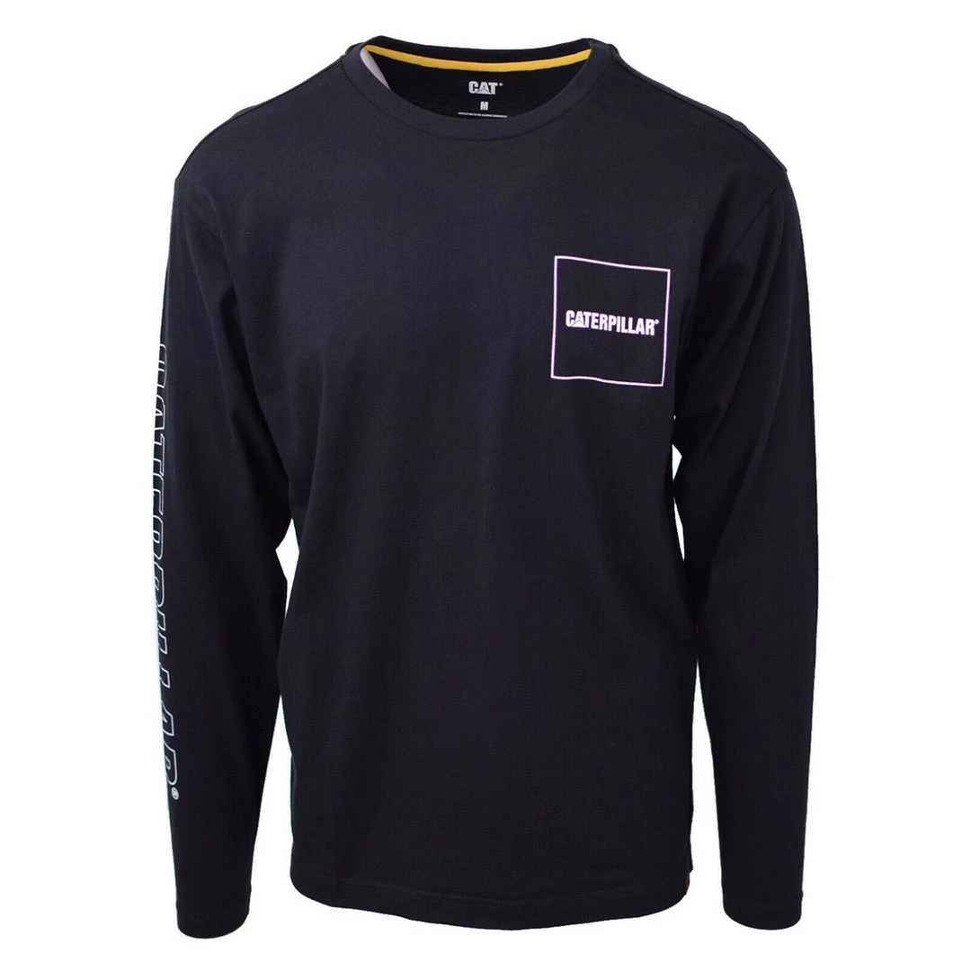 Spotted Clothing Caterpillar Men's Black Box Trademark Banner L/S T-Shirt S03 3 Spotted Clothing Caterpillar Men's Black Box Trademark Banner L/S T-Shirt S03