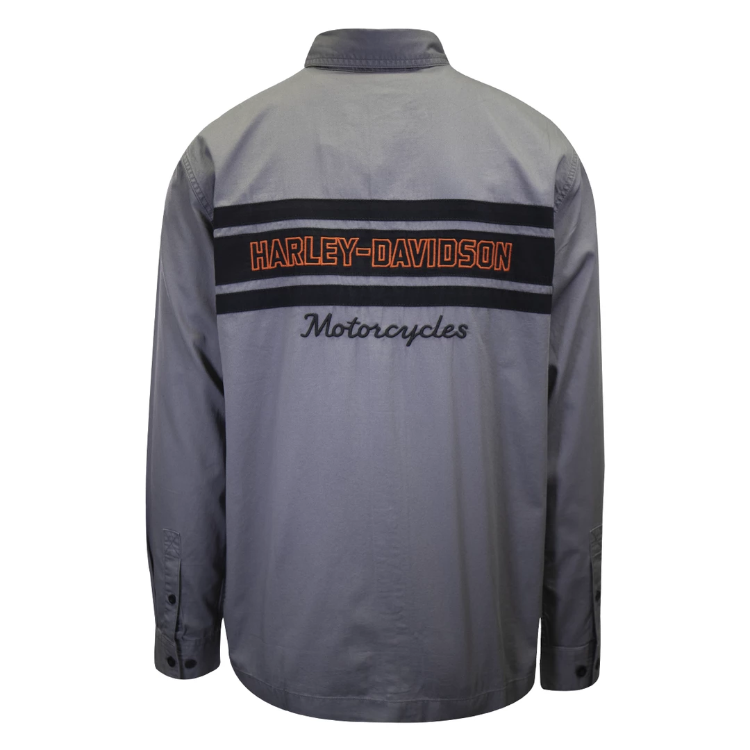 Harley-Davidson Men's Grey Black Sport Lines L/S Woven Shirt (S07) 6 Harley-Davidson Men's Grey Black Sport Lines L/S Woven Shirt (S07)