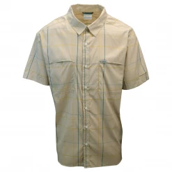 Columbia Men's Beige Plaid Thirty Mile Ledge EXS S/S Woven Shirt (271) XL