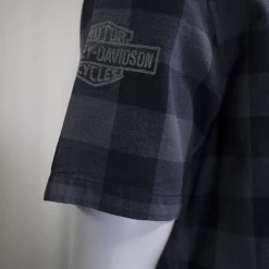 Harley-Davidson Men's Navy Box Plaid S/S Woven Shirt (S04)