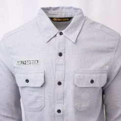 Harley-Davidson Men's Slim Fit Light Grey L/S Woven 150 16 Harley-Davidson Men's Slim Fit Light Grey L/S Woven 150