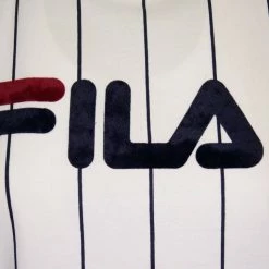 FILA Women's White & Navy Vertical Striped S/S T-Shirt (935)