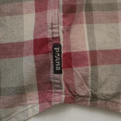 Spotted Clothing PrAna Men's Raspberry Red Cream Grey Box Plaid Benton S/S Woven Shirt S07