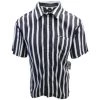 OBEY Men's Black & Indigo Vertical Striped S/S Woven S09