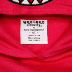 Wild Child Hoodies Kid's Pink Shark Pull Over Hoodie (S06)