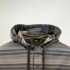 O'Neill Men's Grey Blue Striped Light Weight Viewpoint Henley Hoodie (S02)