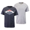Eddie Bauer Men's 2 Pack Navy Graphic & Grey Crew S/S T-Shirt (S01)