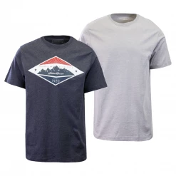 Eddie Bauer Men's 2 Pack Navy Graphic & Grey Crew S/S T-Shirt (S01)