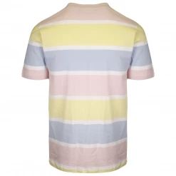 FILA Men's Multicolor Pastel Pink Blue Yellow Striped S/S T-Shirt (164)