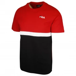 FILA Men's Red & Black Two-Toned Color Logo S/S T-Shirt (175)