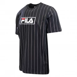 FILA Men's Black Beige Vertical Stripe Crew S/S T-Shirt (S05)