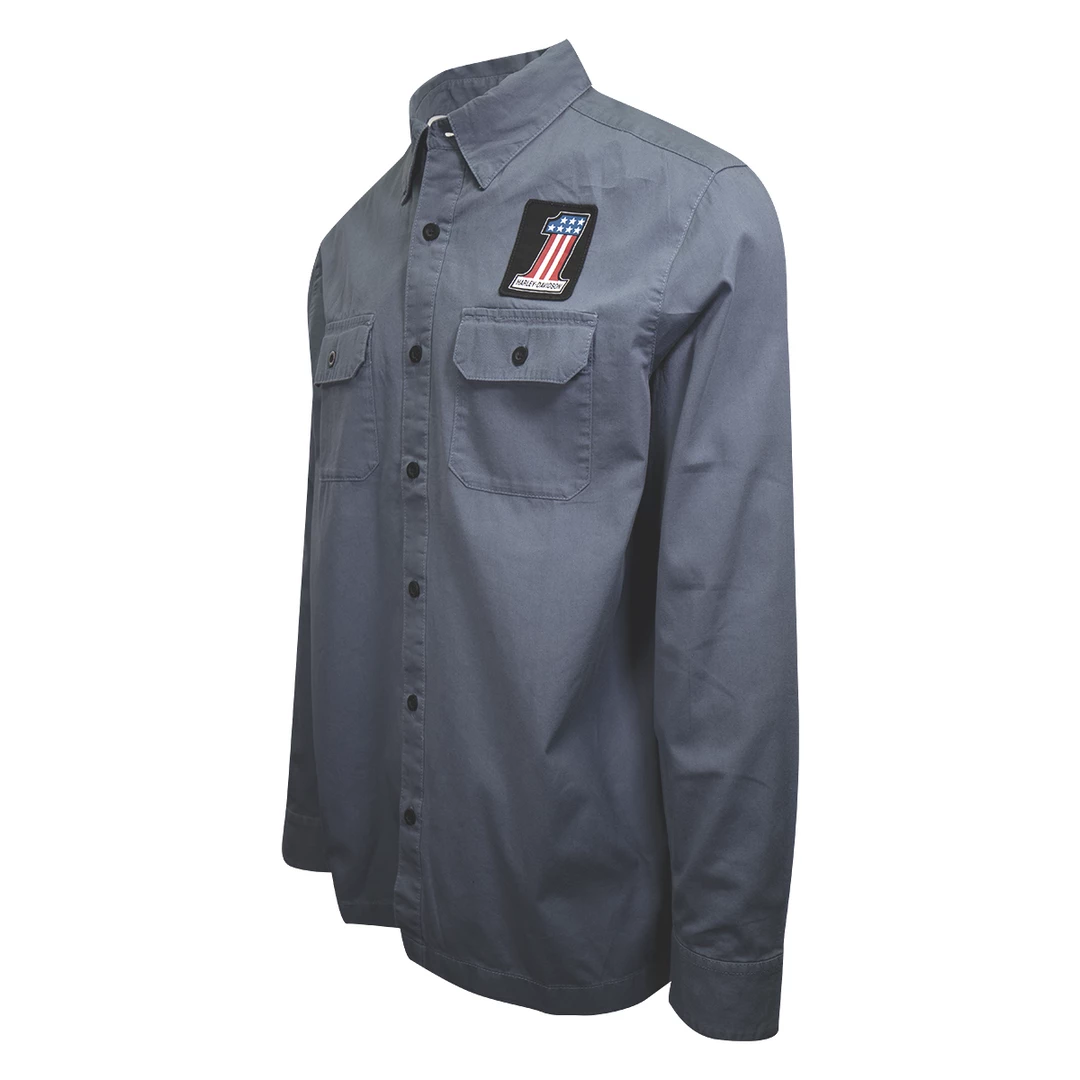Harley-Davidson Men's Blue #1 America L/S Woven Shirt (S09) 5 Harley-Davidson Men's Blue #1 America L/S Woven Shirt (S09)