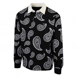 OBEY Men's Paisley Button L/S Polo Shirt (S11)