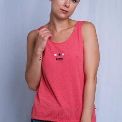 Roxy Women's Hot Pink Three Stars Sleeveless Tank Top (S06)