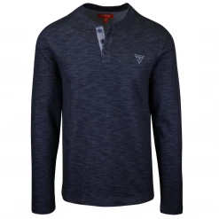 GUESS Men's Dunston Henley L/S T-Shirt (Retail $39.99) S01