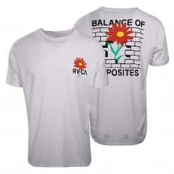 RVCA Men's White Red Flower Regular Fit S/S T-Shirt (S35)