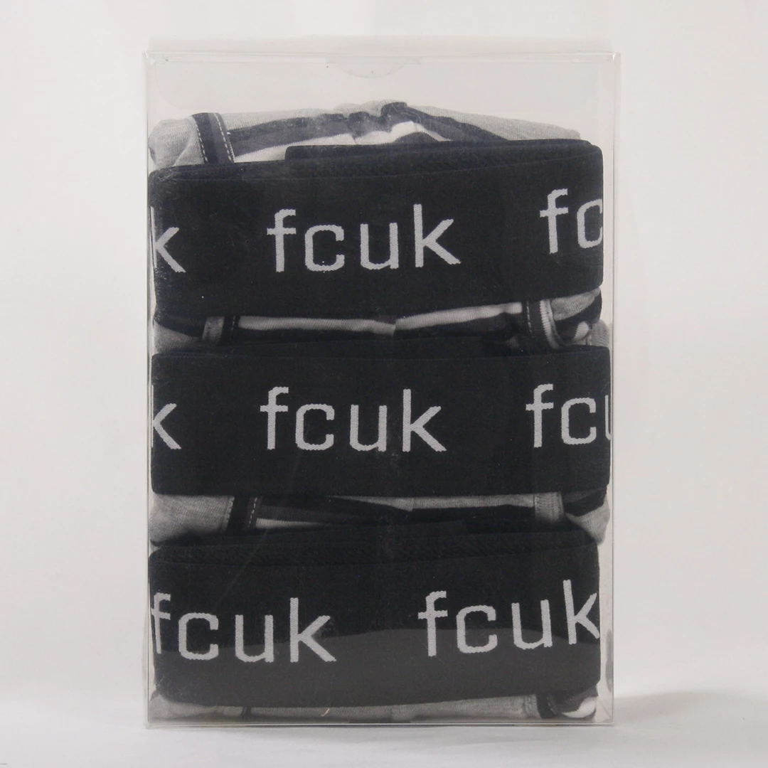 FCUK Men's 3 Pack Grey Black White Stripes W/ Black Strap Boxer Briefs (S16) Mens 8 FCUK Men's 3 Pack Grey Black White Stripes W/ Black Strap Boxer Briefs (S16) Mens
