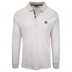 FILA Men's Cream Beige F-Box L/S Polo T-Shirt (S02) (Size XS)