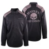 Harley-Davidson Men's Black Grey Shoulder Accent Skull L/S Woven Shirt (S24) New Arrivals