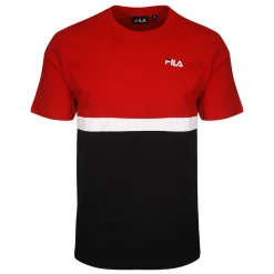 FILA Men's Red & Black Two-Toned Color Logo S/S T-Shirt (175)