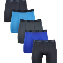 New Balance Men's Black, Grey, Navy, Bright Blue 5 Pack Boxer Brief (S05) Mens