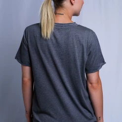 Roxy Women's Ribbed Collar Two Tone Pocket S/S T-Shirt (S10)