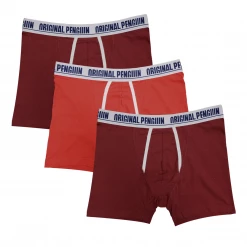 Original Penguin Men's 3 Pack Maroon, Orange, Maroon Boxer Brief