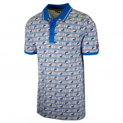 FILA Men's Blue Navy White Logo Brick S/S Polo T-Shirt (S21) (Size M)