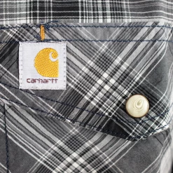 New Arrivals Carhartt Men's Charcoal Light Grey Plaid Snap-Front S/S Woven Shirt (S19)