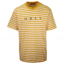 OBEY Men's Energy Yellow Novel Striped S/S T-Shirt (S10)