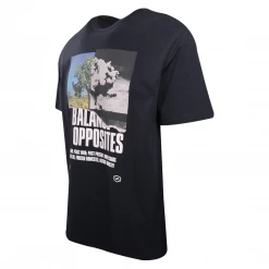 RVCA Men's Black Balance Of Opposites Peace & War Relaxed Fit S/S T-Shirt (S34)