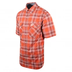 New Arrivals Carhartt Men's Burnt Orange White Plaid Snap-Front S/S Woven Shirt (S09)