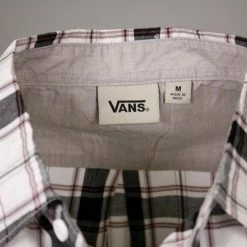 Vans Men's Charmster 2-K White Black Red Plaid S/S Woven Shirt (Size Medium)