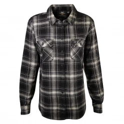 Harley-Davidson Women's Black Light Olive Grey Plaid L/S Woven Shirt