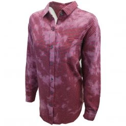 OBEY Women's Hot Pink Dark Navy Tie Dye Plaid L/S Shirt (S02)