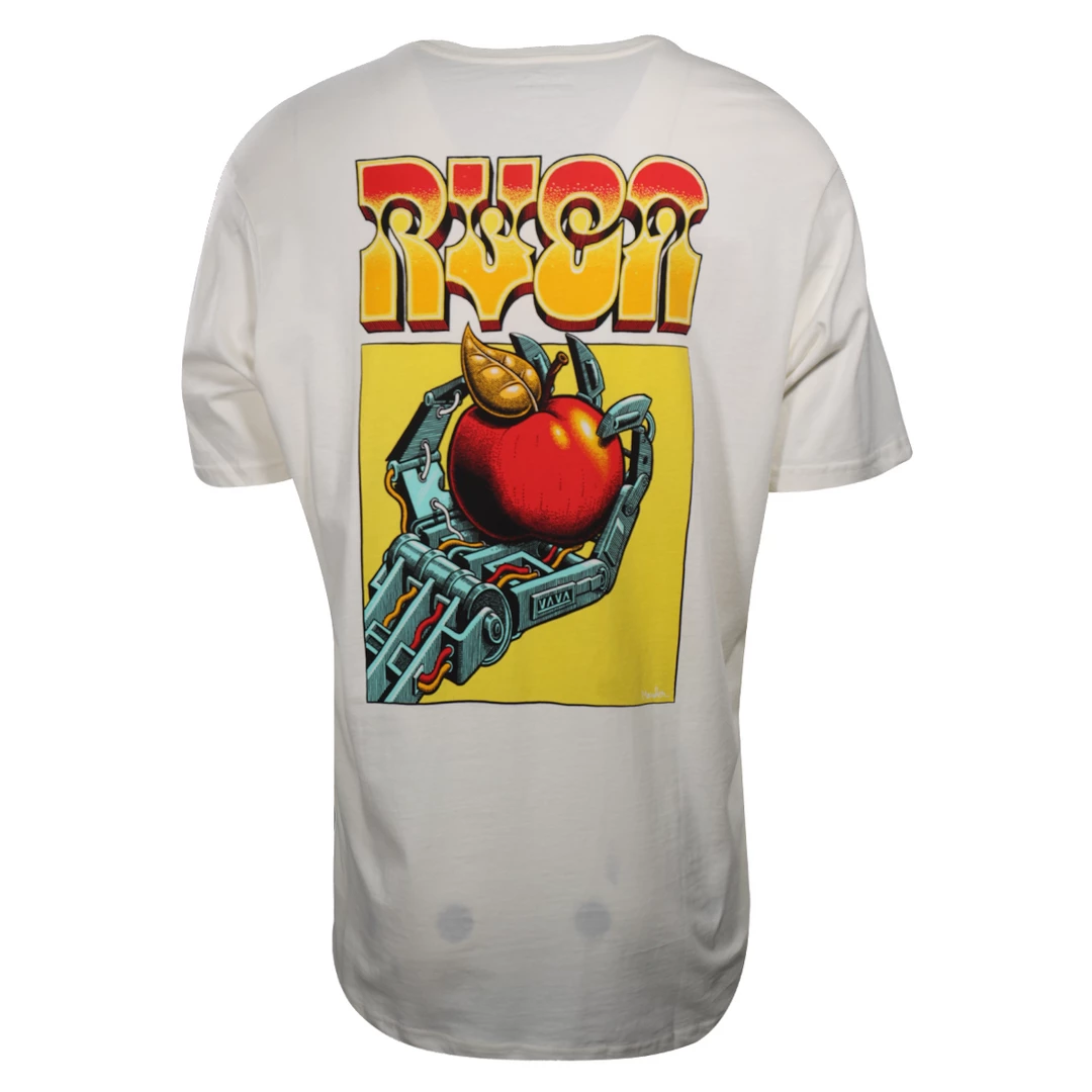 RVCA Men's Off White Robot Apple Regular Fit S/S T-Shirt (S37) 6 RVCA Men's Off White Robot Apple Regular Fit S/S T-Shirt (S37)