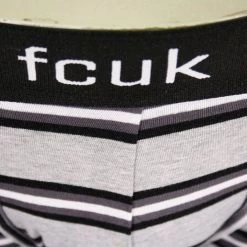 FCUK Men's 3 Pack Grey Black White Stripes W/ Black Strap Boxer Briefs (S16) Mens 13 FCUK Men's 3 Pack Grey Black White Stripes W/ Black Strap Boxer Briefs (S16) Mens