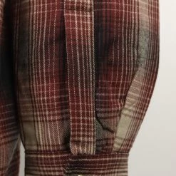 Mens Carhartt Men's Maroon, Black, Gray Plaid Snap Front Sherpa-Lined L/S Jacket