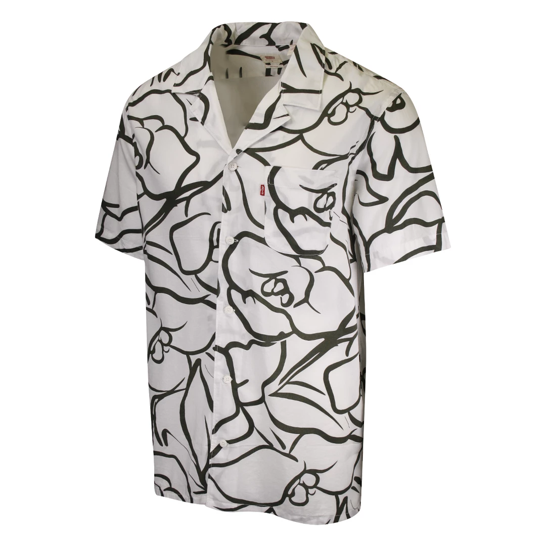 Levi's Men's Off White Olive Green Design S/S Woven Shirt (Retail $54.50) S07 4 Levi's Men's Off White Olive Green Design S/S Woven Shirt (Retail $54.50) S07