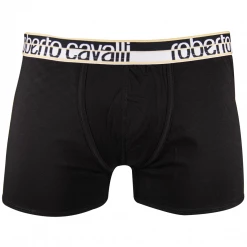 Roberto Cavalli Men's Single Pack Black Stretch Boxer Briefs Mens