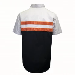 Harley-Davidson Men's Light Grey Black Orange Block S/S Woven Shirt (S14)