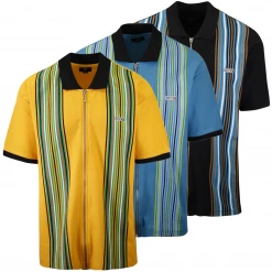 OBEY Men's Kelly Classic Vertical Striped Full Zip S/S Polo Shirt (S29)